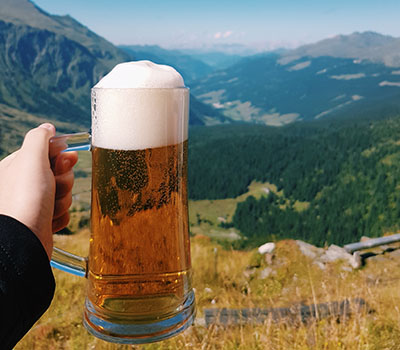 Beer and mountain view